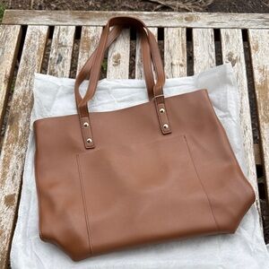 Chic Tan Vegan Leather Tote Bag